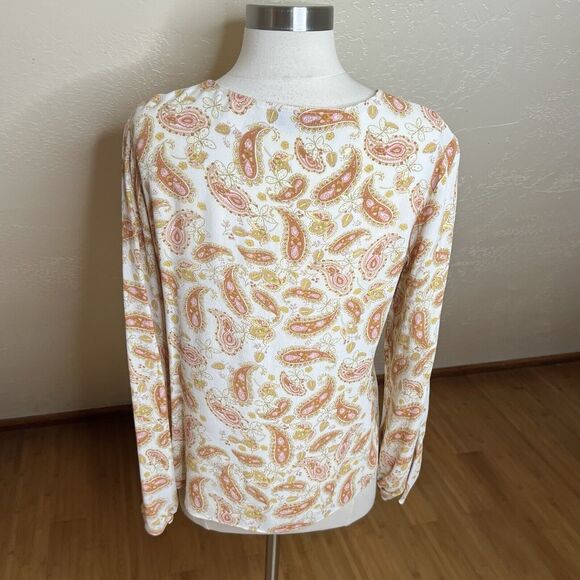 ALC At Last Classics Blouse Womens Medium Paisley Lace V Neck Tie Sleeve Y2k - Picture 9 of 9